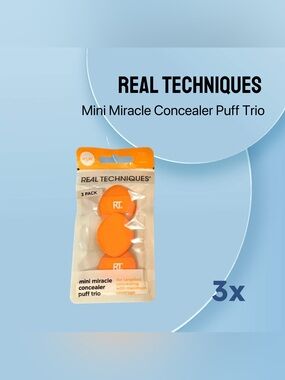 🇺🇸🆕📦NIB REAL TECHNIQUES | 3x | Conceal & Cover Mini Miracle Concealer Puff Trio